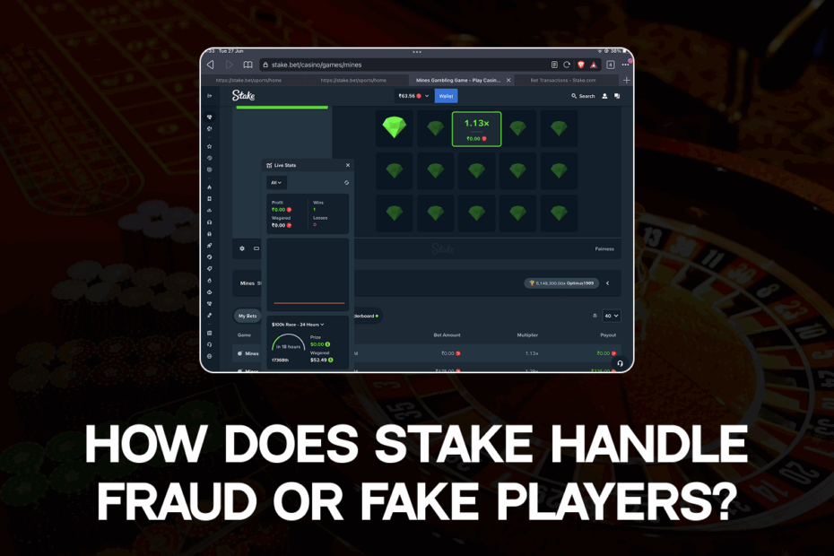 How does Stake handle fraud or fake players?